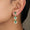 Load image into Gallery viewer, Emerald Dangle Drop Diamond Earrings, 14k Solid Gold, Natural Diamonds, Pear &amp; Emerald Cut Gemstone Earrings, Cocktail Statement Jewelry
