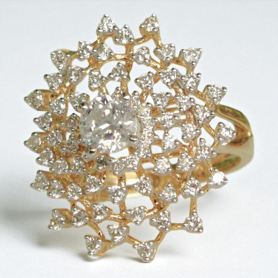 Solitaire Engagement Cocktail Diamond Ring, 14k Solid Gold Wedding Ring, Natural Diamonds, Bridal Jewelry, Gift For Her