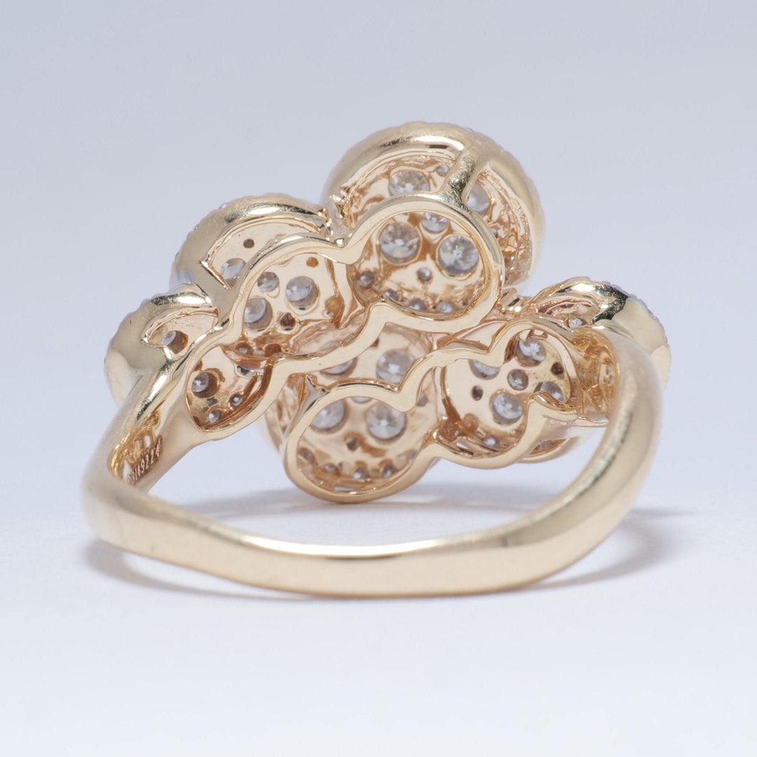 Cloud Diamond Ring, 14k Solid Gold, Cocktail Statement Ring, Illusion Cluster setting Ring, Natural Diamonds, Cocktail Ring, Gift for her