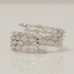 Load image into Gallery viewer, Marquise Wide Diamond  Ring, 14k Solid Gold, Natural Diamonds, Multi Row Leaf Band, Statement Cocktail Jewelry, Wrap Bridal Wedding Ring
