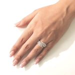 Load image into Gallery viewer, Marquise Wide Diamond  Ring, 14k Solid Gold, Natural Diamonds, Multi Row Leaf Band, Statement Cocktail Jewelry, Wrap Bridal Wedding Ring
