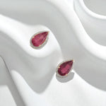 Load image into Gallery viewer, Pear Tourmaline Halo Diamond Stud Earrings, 14k solid Gold, Natural Diamonds, Tear Drop Gemstone Studs, Statement Everyday Jewelry
