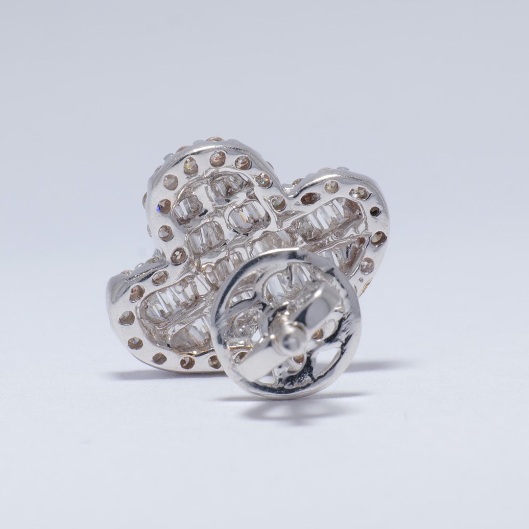 Baguette Diamond Studs Earrings, 14k Solid Gold, Natural Diamonds, Minimalist Earrings, Everyday Statement Earrings, Illusion Set Studs