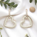 Load image into Gallery viewer, Open Heart Diamond Drop Earrings, 14k Solid Gold, Natural Diamonds, Huggie love Earrings, Cluster Pave Setting, Bridal Jewelry
