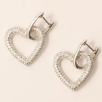 Load image into Gallery viewer, Open Heart Diamond Drop Earrings, 14k Solid Gold, Natural Diamonds, Huggie love Earrings, Cluster Pave Setting, Bridal Jewelry
