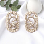 Load image into Gallery viewer, Filigree Diamond Stud Earrings, 14k Solid Gold, Natural Diamonds, Lightweight Everyday Earrings, Swirl Oval Jewelry
