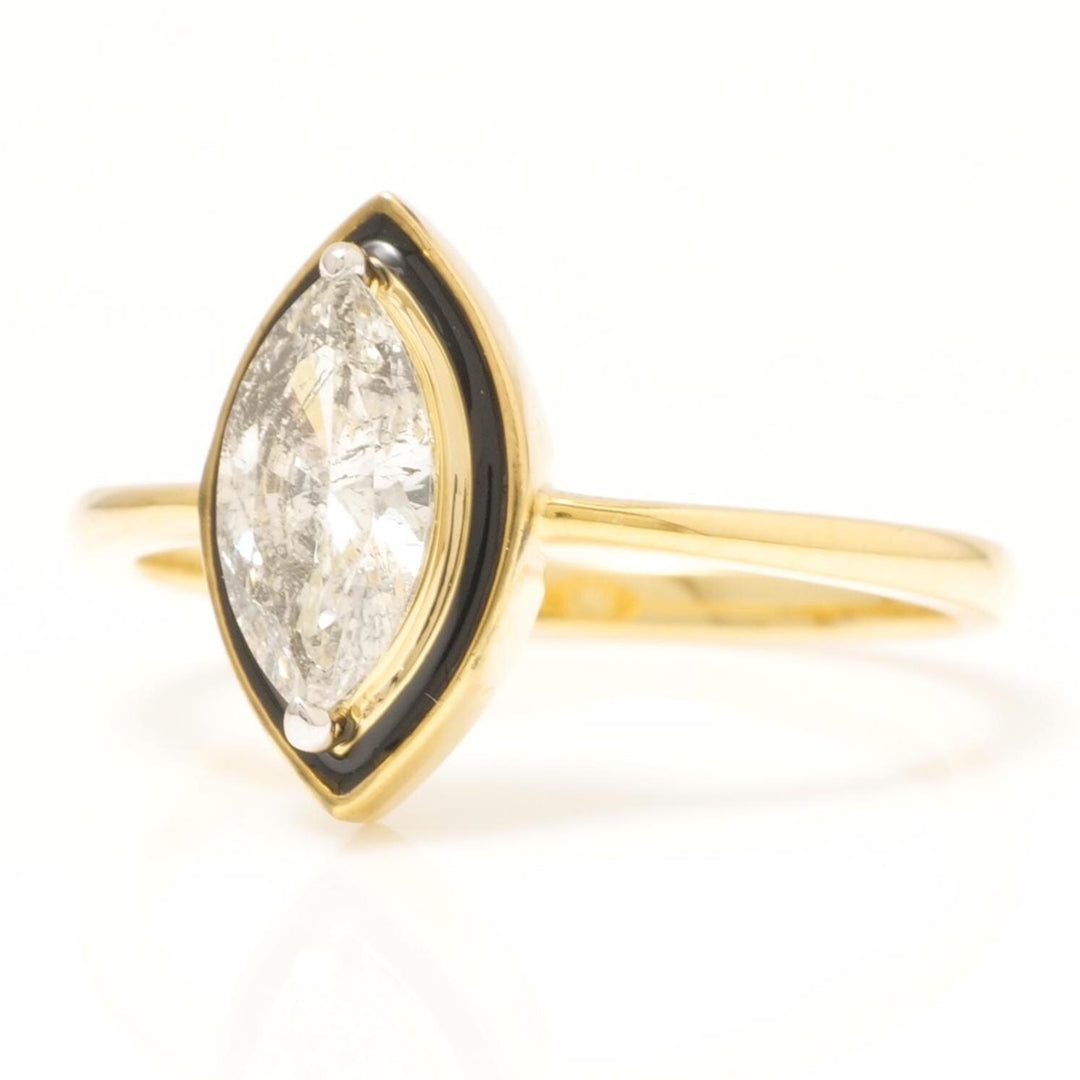 Marquise Diamond Enamel Halo Ring, 14k Solid Gold, Natural Diamonds, Minimalist  Stackable Rings, Everyday Statement Jewelry