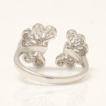 Load image into Gallery viewer, Floral Pear Diamond Ring, 14K Solid Gold, Natural Diamonds, Cluster Open Cuff Ring, Cocktail Ring, Bold Statement Ring, Wedding Ring
