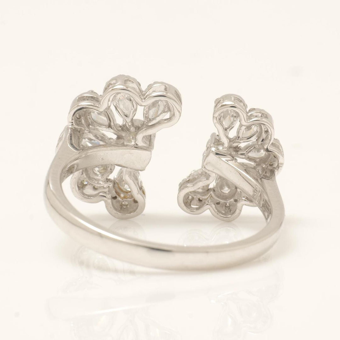 Floral Pear Diamond Ring, 14K Solid Gold, Natural Diamonds, Cluster Open Cuff Ring, Cocktail Ring, Bold Statement Ring, Wedding Ring