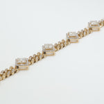 Load image into Gallery viewer, Square Halo Natural Diamond Wedding Tennis Bracelet: 14k Solid Gold Two Tone Cuban Link Chain Jewellery, Certified Jewelry
