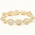 Load image into Gallery viewer, Spiral Natural Diamond Tennis Bracelet: 14k Solid Gold Circle Link Wedding Bridal Jewellery, Certified Jewelry
