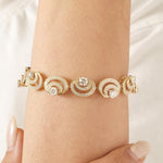 Load image into Gallery viewer, Spiral Natural Diamond Tennis Bracelet: 14k Solid Gold Circle Link Wedding Bridal Jewellery, Certified Jewelry
