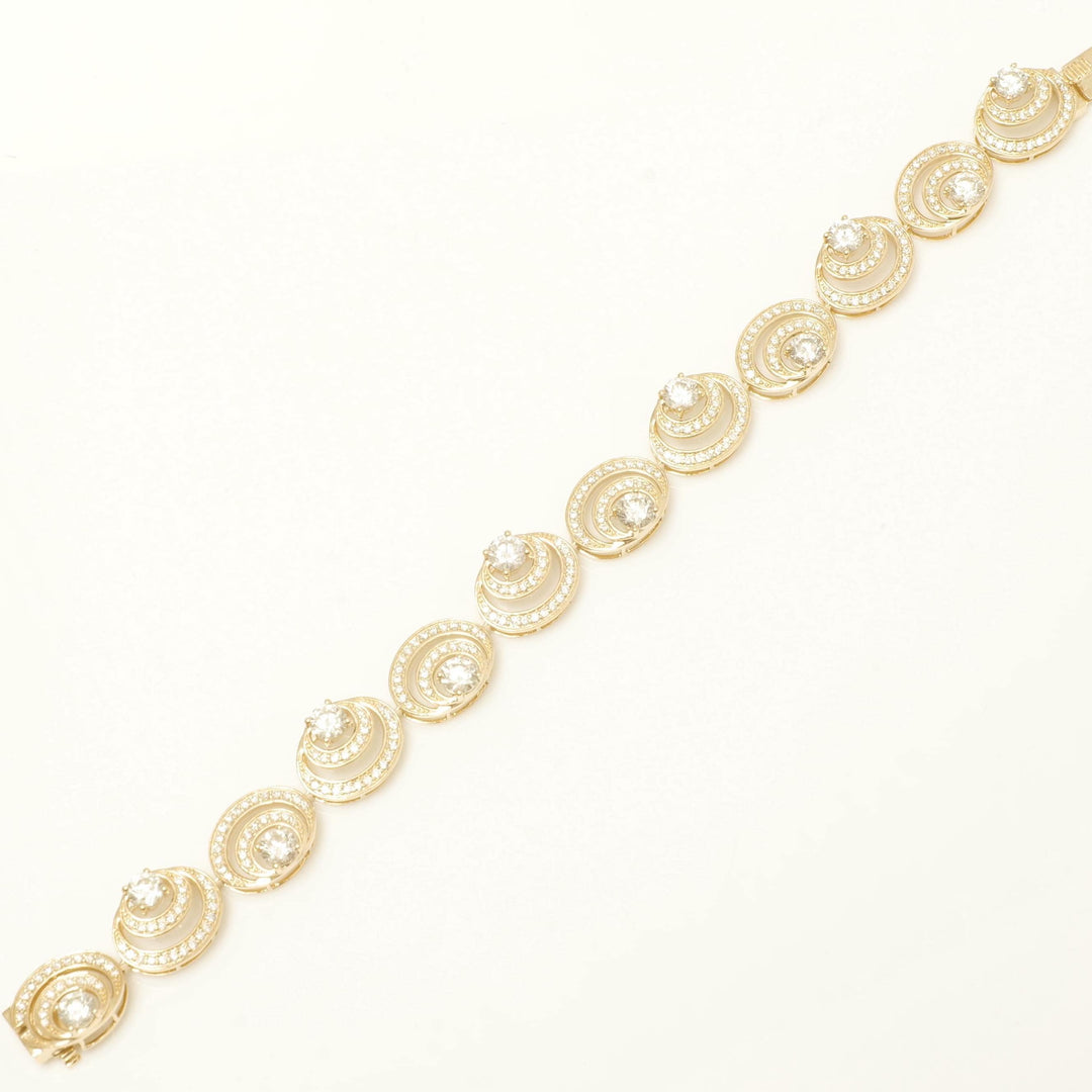 Spiral Natural Diamond Tennis Bracelet: 14k Solid Gold Circle Link Wedding Bridal Jewellery, Certified Jewelry