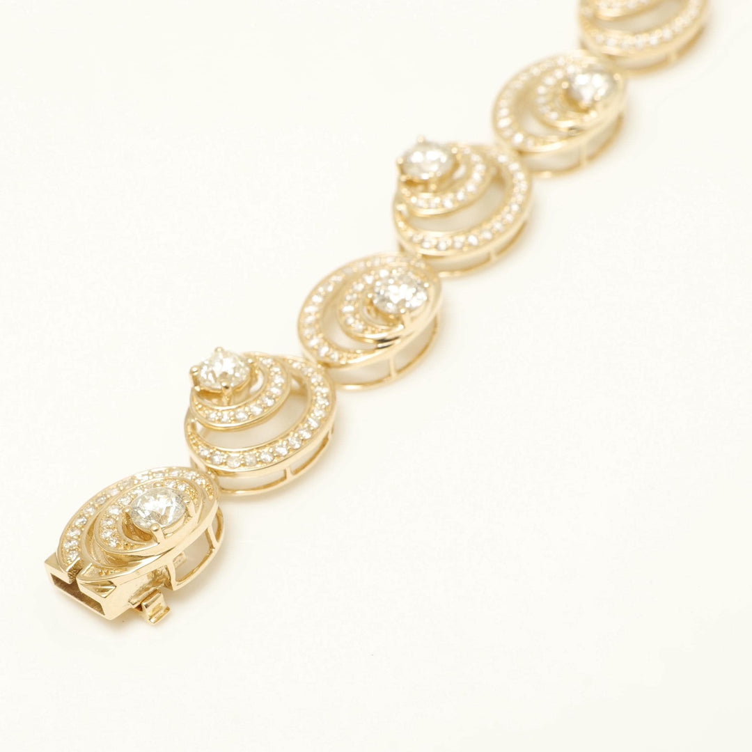 Spiral Natural Diamond Tennis Bracelet: 14k Solid Gold Circle Link Wedding Bridal Jewellery, Certified Jewelry
