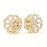 Load image into Gallery viewer, Flower Diamond Stud Earrings, 14k Solid Gold, Natural Diamonds, Pave Floral Studs, Everyday Statement  Jewelry, Cluster Pave Setting
