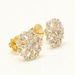 Load image into Gallery viewer, Flower Diamond Stud Earrings, 14k Solid Gold, Natural Diamonds, Pave Floral Studs, Everyday Statement  Jewelry, Cluster Pave Setting
