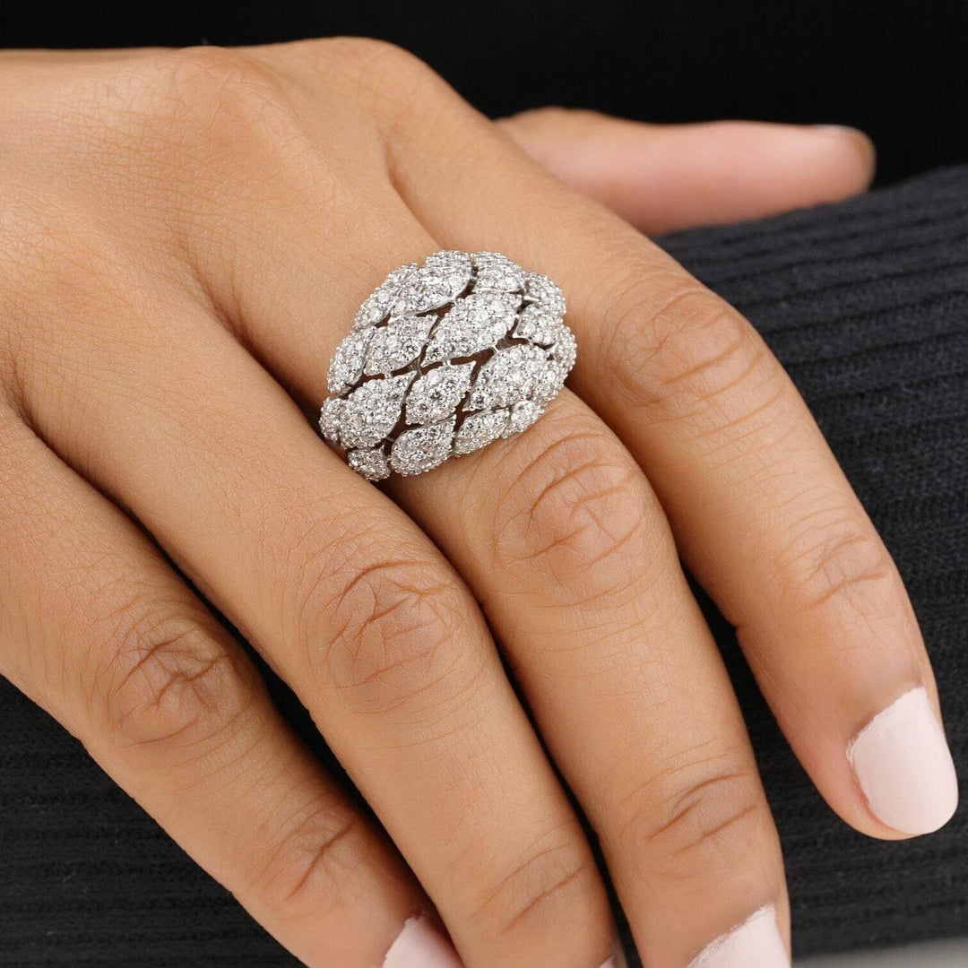 Dome Cluster Diamond Ring, 14k Solid Gold, Natural Diamonds, Bold Cocktail Ring, Statement Ring, Evening Jewelry, Gift For Her