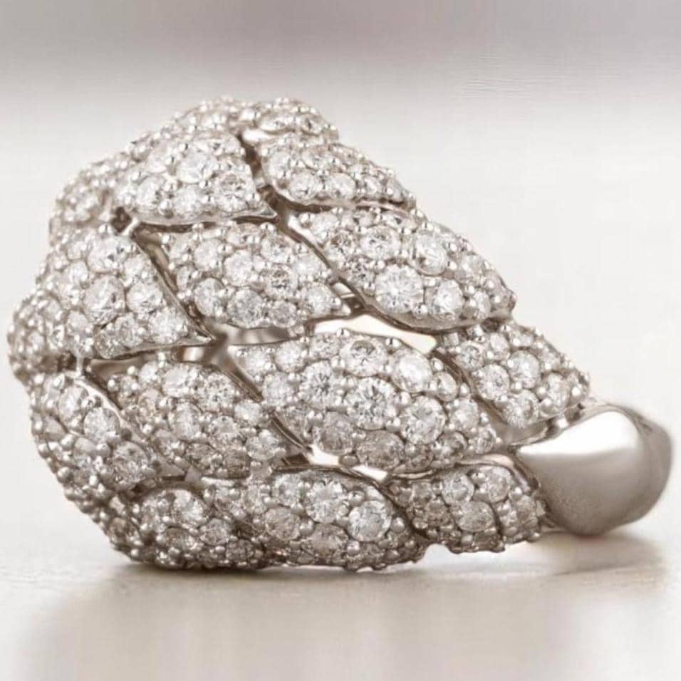 Dome Cluster Diamond Ring, 14k Solid Gold, Natural Diamonds, Bold Cocktail Ring, Statement Ring, Evening Jewelry, Gift For Her