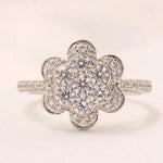 Load image into Gallery viewer, Floral Diamond Statement Ring, 14k Solid Gold, Cluster Statement Ring, Natural Diamonds, Everyday Jewelry, Halo Ring, Gift For Her
