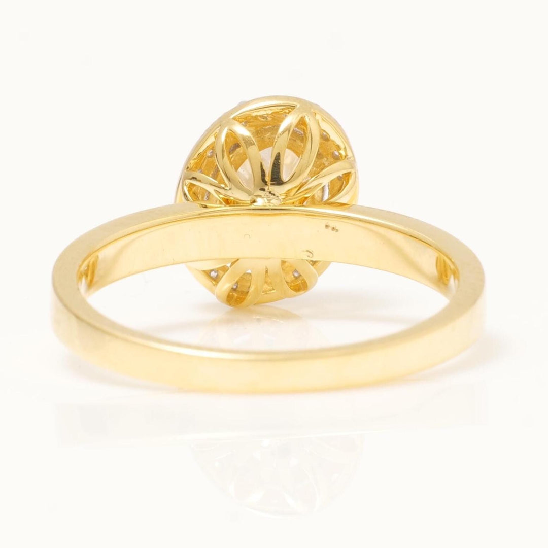 Oval Halo Solitaire Diamond Ring, 14k Solid Gold, Natural Diamond, Engagement Promise Ring, Bridal Jewelry, Minimalist Wedding Gift