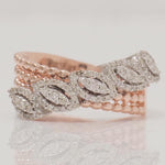 Load image into Gallery viewer, Marquise Leaf Band Ring, 14k Solid Gold, Natural Diamonds, Halo Stacking Ring, Beaded Band Ring, Statement Cocktail Band, Gift For Her
