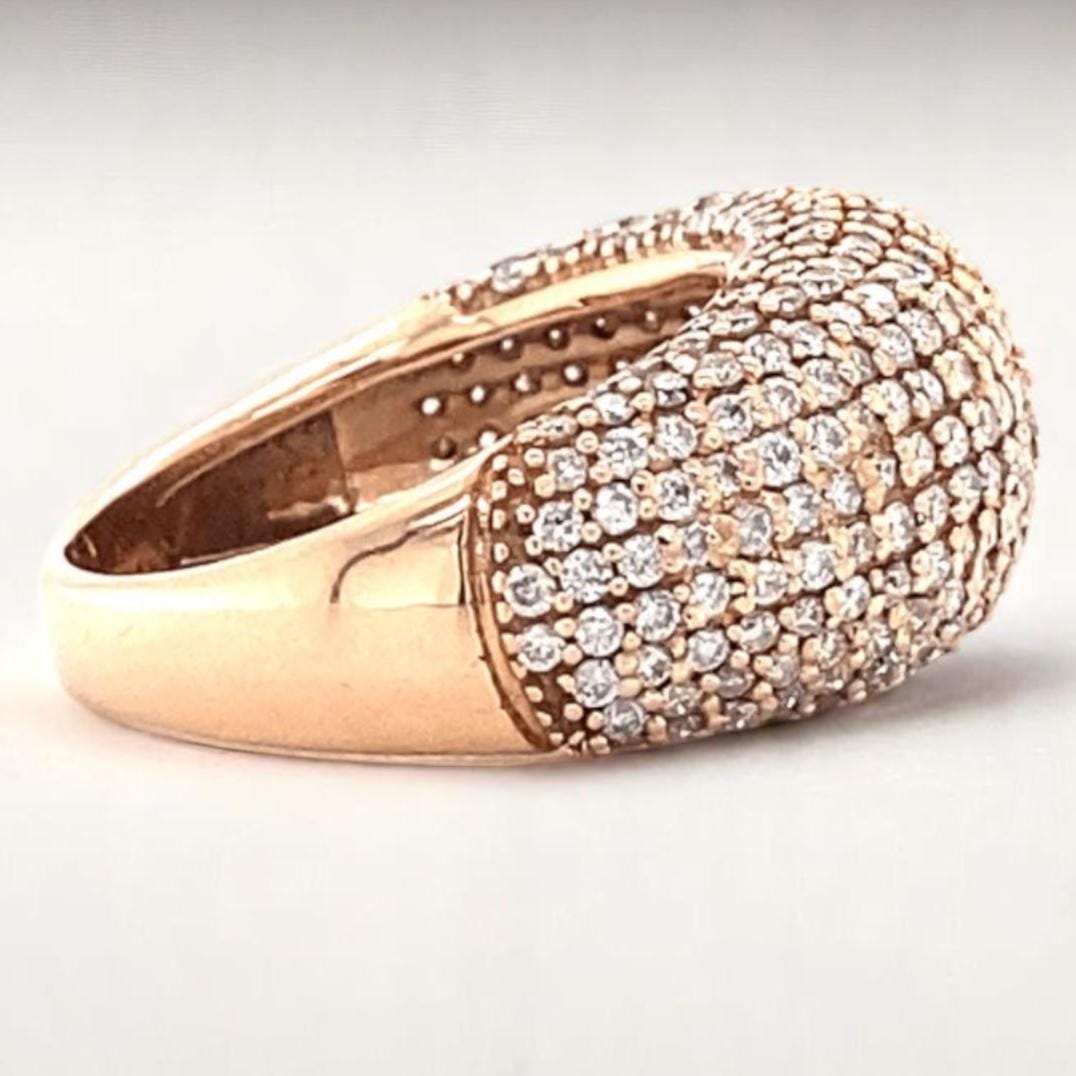 Pave Dome Diamond Ring, 14k Solid Gold, Natural Diamonds, Wide Band Statement Ring, Cocktail Jewelry, Bold Chunky Ring, Gift for Her