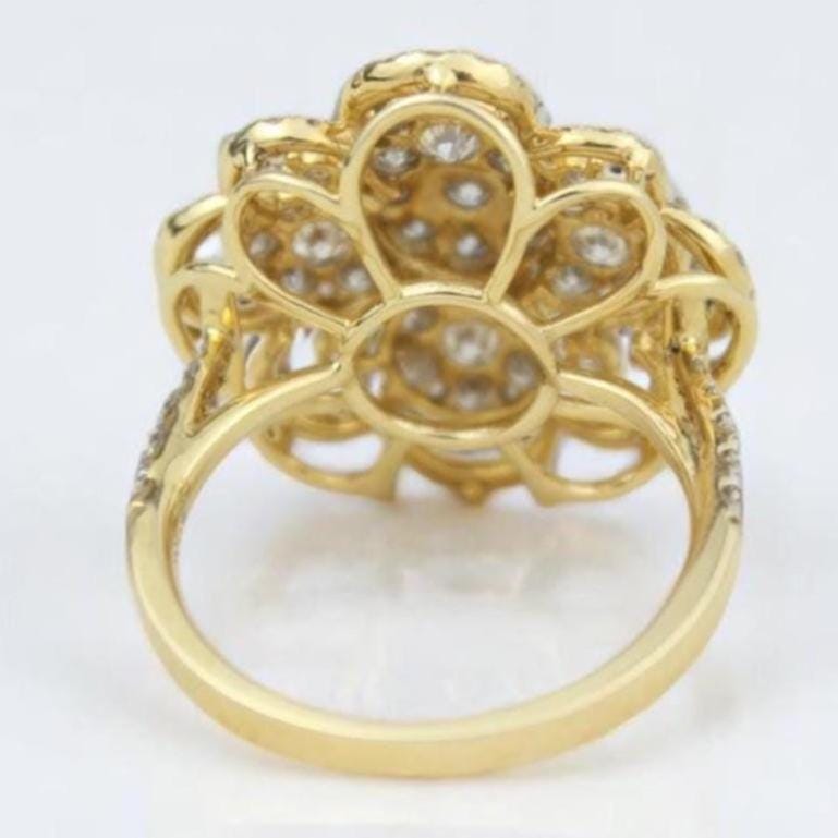 Floral Diamond Cluster Ring: 14k Gold Petal Cocktail Ring