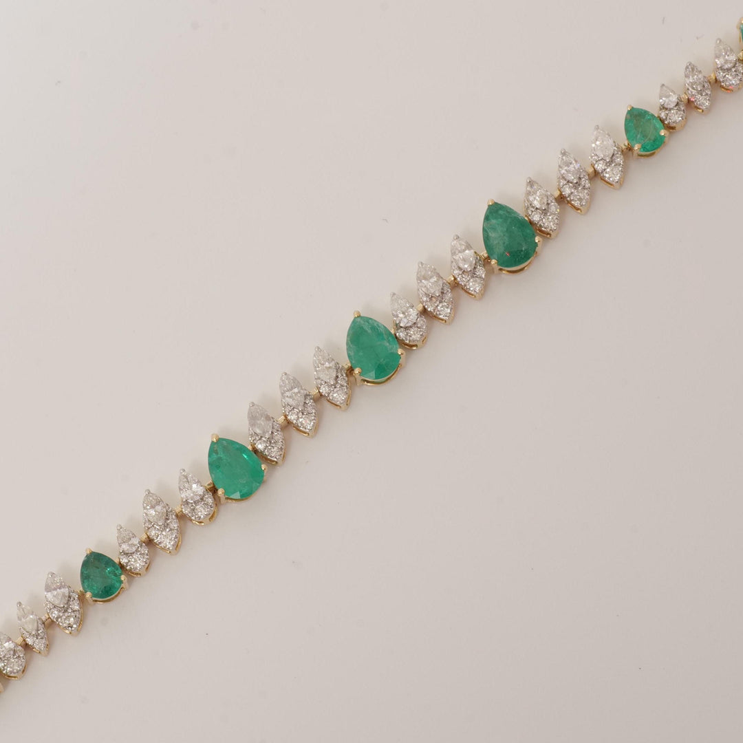 Teardrop Emerald Diamond Tennis Bracelet, 14K Solid Gold, Natural Diamond, Stackable Minimalistic Chain Bracelet, Gemstone Statement Jewelry