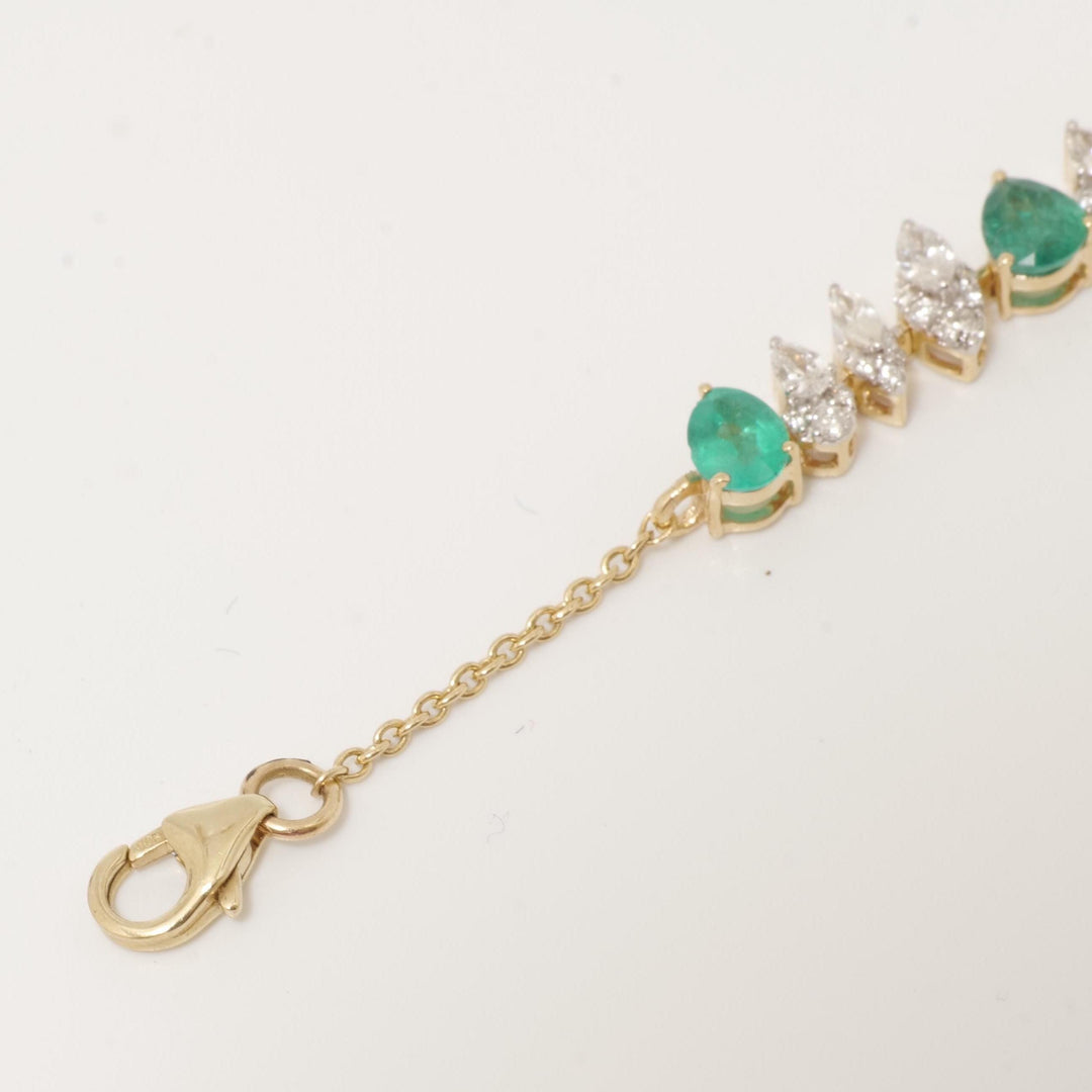 Teardrop Emerald Diamond Tennis Bracelet, 14K Solid Gold, Natural Diamond, Stackable Minimalistic Chain Bracelet, Gemstone Statement Jewelry