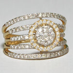 Load image into Gallery viewer, Halo Diamond Engagement Band Ring, 14k Solid Gold, Natural Diamond,  Illusion Set Multi-Row Wide Band, Cocktail Statement Ring, Gift For Her
