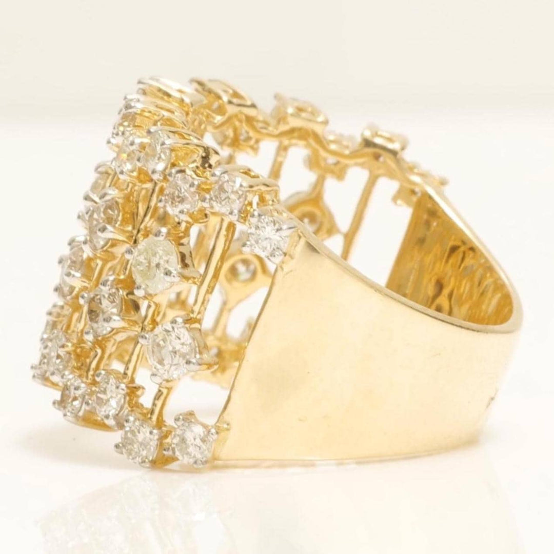 Starburst Diamond Ring, 14k Solid Gold, Natural Diamonds, Cage Broad Band, Celestial Wide Band, Cocktail Statement Ring, Gift for Her