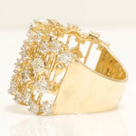 Load image into Gallery viewer, Starburst Diamond Ring, 14k Solid Gold, Natural Diamonds, Cage Broad Band, Celestial Wide Band, Cocktail Statement Ring, Gift for Her
