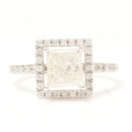 Load image into Gallery viewer, Princess Halo Solitaire Diamond Ring, 14k Solid Gold, Natural Diamonds, Engagement Proposal Ring, Bridal Wedding Jewelry
