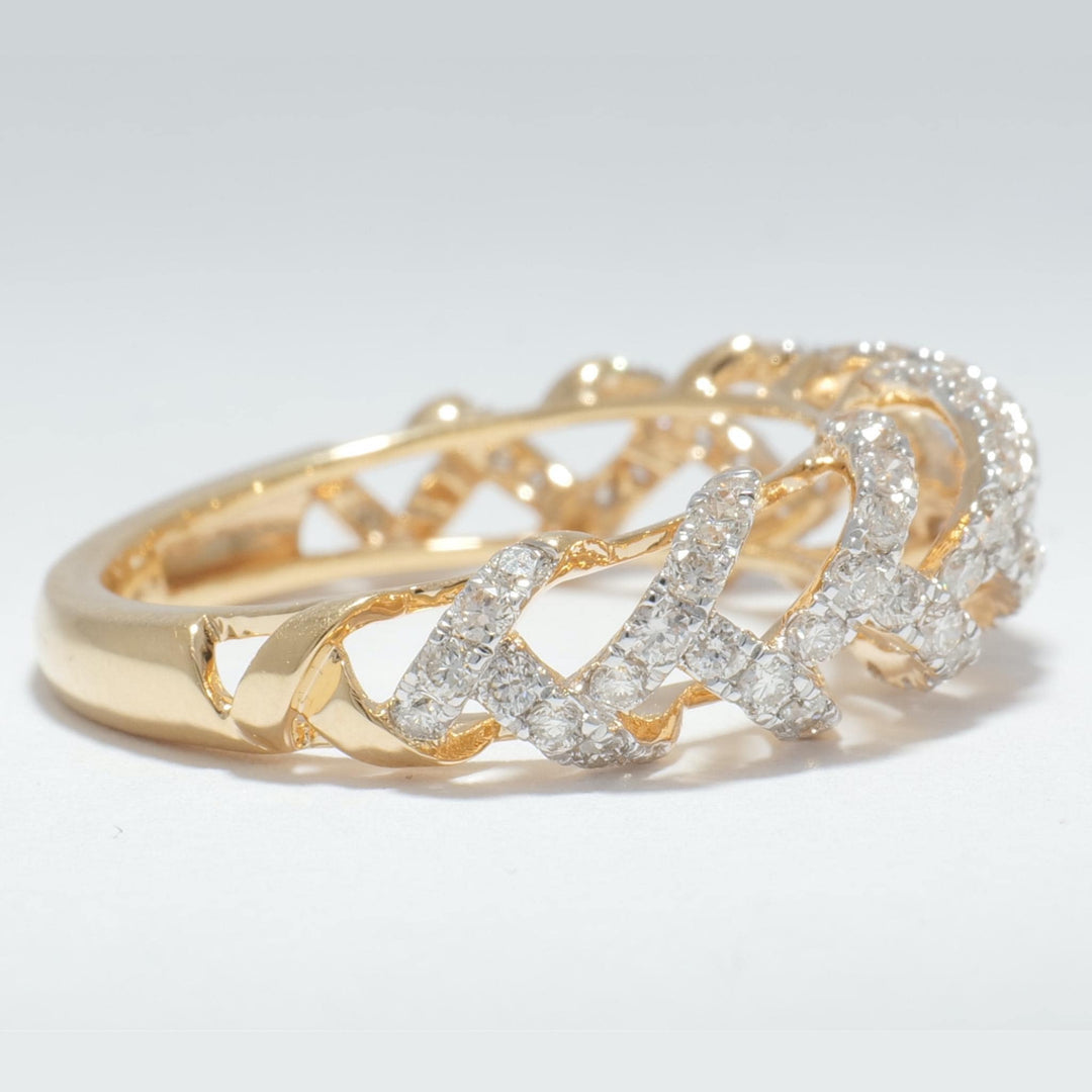 Weave Design Diamond Ring, 14K Solid Gold, Natural Diamonds, Criss Cross Band, Statement Ring, Woven Everyday Band, Gift For Her