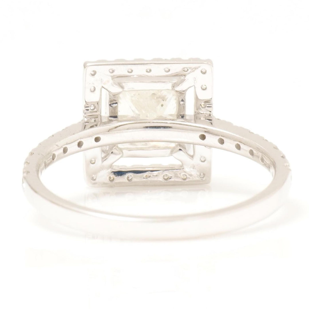 Princess Halo Solitaire Diamond Ring, 14k Solid Gold, Natural Diamonds, Engagement Proposal Ring, Bridal Wedding Jewelry
