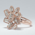 Load image into Gallery viewer, Floral Cocktail Diamond Ring, 14k Solid Gold, Natural Diamonds, Marquise &amp; Pear Diamond, Statement Jewelry, Cocktail Halo Ring, Gift for her
