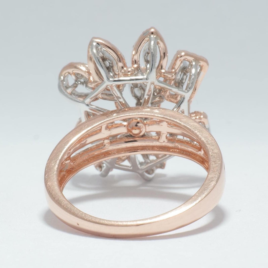 Floral Cocktail Diamond Ring, 14k Solid Gold, Natural Diamonds, Marquise & Pear Diamond, Statement Jewelry, Cocktail Halo Ring, Gift for her