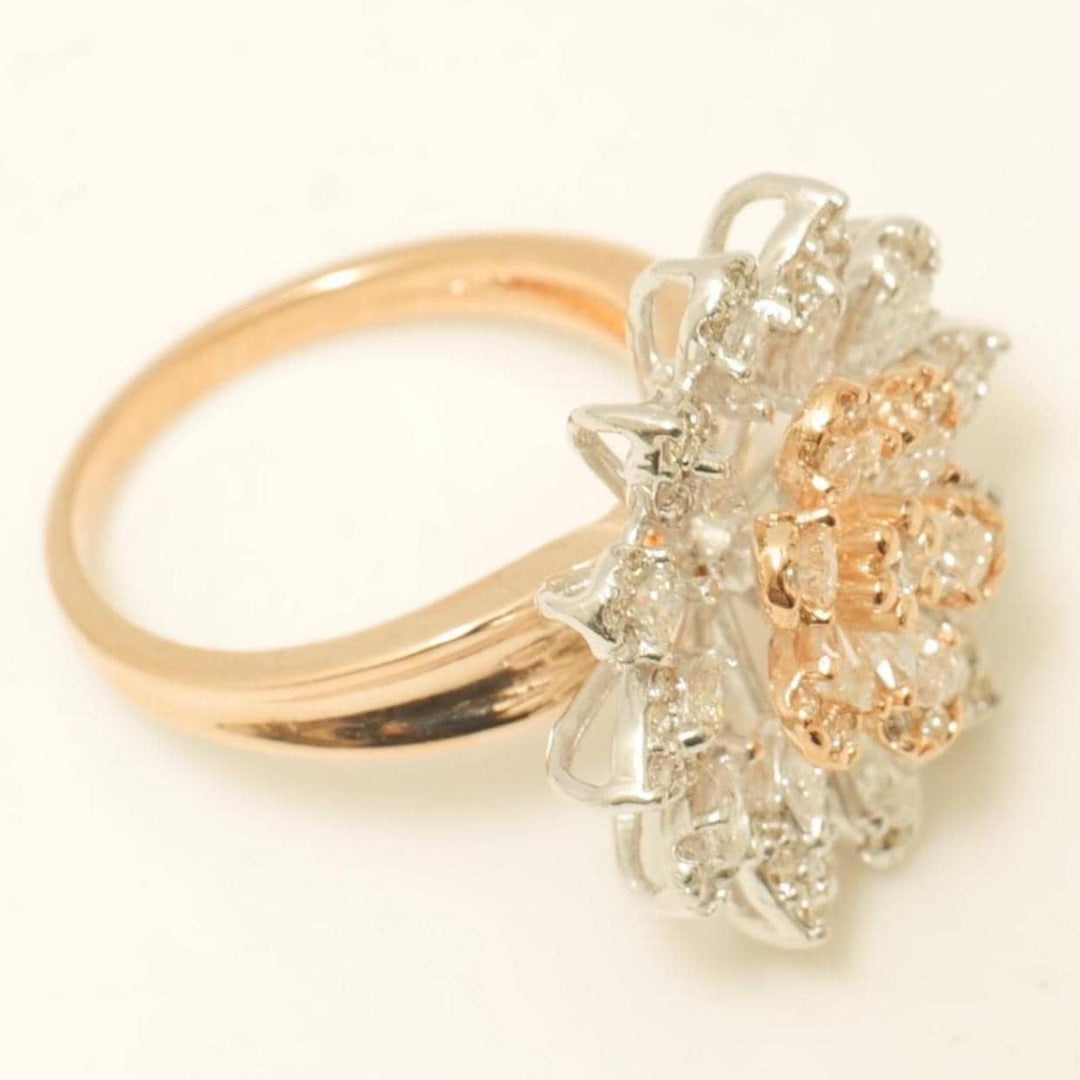 Flower Diamond Ring, 14k Solid Gold, Marquise & Pear Natural Diamonds, Statement Floral Ring, Cocktail Petal Bloom Jewelry, Gift for Her