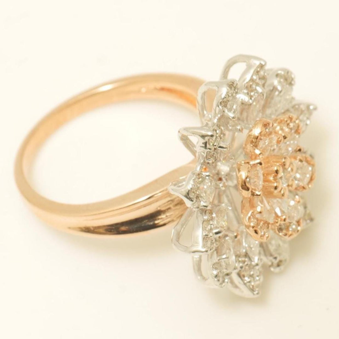 Flower Diamond Ring, 14k Solid Gold, Marquise & Pear Natural Diamonds, Statement Floral Ring, Cocktail Petal Bloom Jewelry, Gift for Her