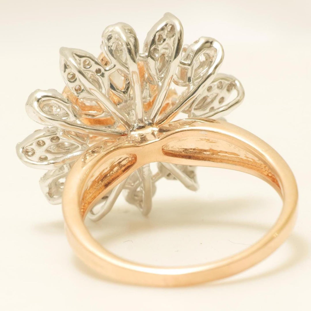Flower Diamond Ring, 14k Solid Gold, Marquise & Pear Natural Diamonds, Statement Floral Ring, Cocktail Petal Bloom Jewelry, Gift for Her