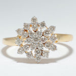 Load image into Gallery viewer, Cluster Snowflakes Diamond Ring, 14k Solid Gold, Natural Diamonds, Floral Minimalist Jewelry, Statement Cocktail Ring, Gift For Her
