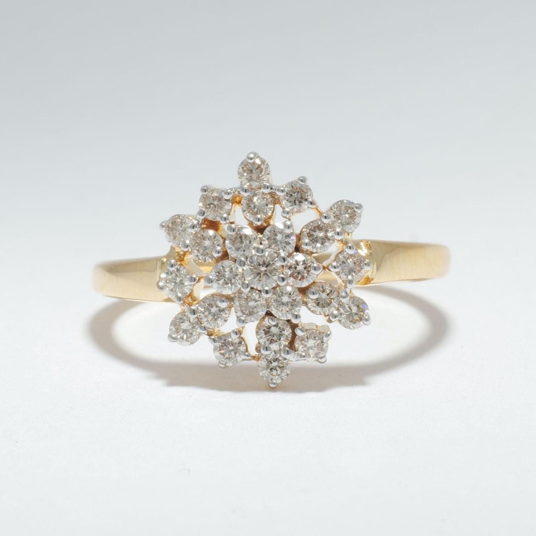 Cluster Snowflakes Diamond Ring, 14k Solid Gold, Natural Diamonds, Floral Minimalist Jewelry, Statement Cocktail Ring, Gift For Her