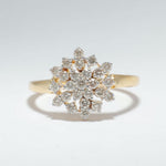 Load image into Gallery viewer, Cluster Snowflakes Diamond Ring, 14k Solid Gold, Natural Diamonds, Floral Minimalist Jewelry, Statement Cocktail Ring, Gift For Her
