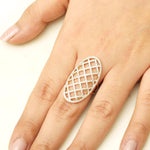 Load image into Gallery viewer, Oval Mesh Diamond Ring, 14k Solid Gold, Natural Diamonds, Full Finger Statement Ring, Cocktail Ring, Bold Evening Jewelry, Gift for Her
