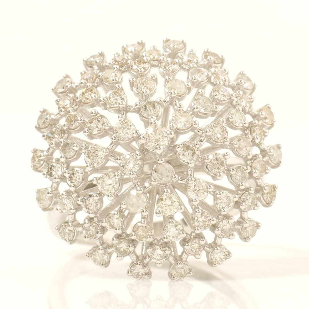 Starburst Dome Diamond Ring, 14k Solid Gold, Natural Diamonds, Statement Flower Ring, Cluster Sphere Cocktail Ring, Bridal Wedding Jewelry