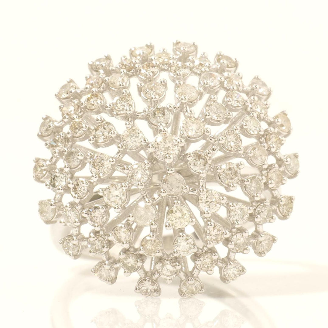 Starburst Dome Diamond Ring, 14k Solid Gold, Natural Diamonds, Statement Flower Ring, Cluster Sphere Cocktail Ring, Bridal Wedding Jewelry