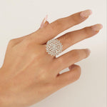 Load image into Gallery viewer, Starburst Dome Diamond Ring, 14k Solid Gold, Natural Diamonds, Statement Flower Ring, Cluster Sphere Cocktail Ring, Bridal Wedding Jewelry
