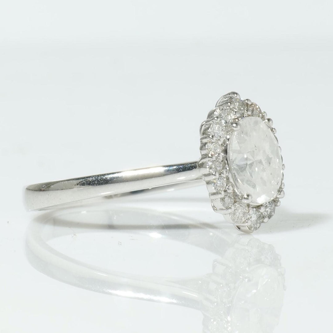 Halo Oval Solitaire Diamond Ring, 14k Solid Gold, Natural Diamond, Engagement Promise Ring, Bridal Jewelry, Minimalist Jewelry, Wedding Gift
