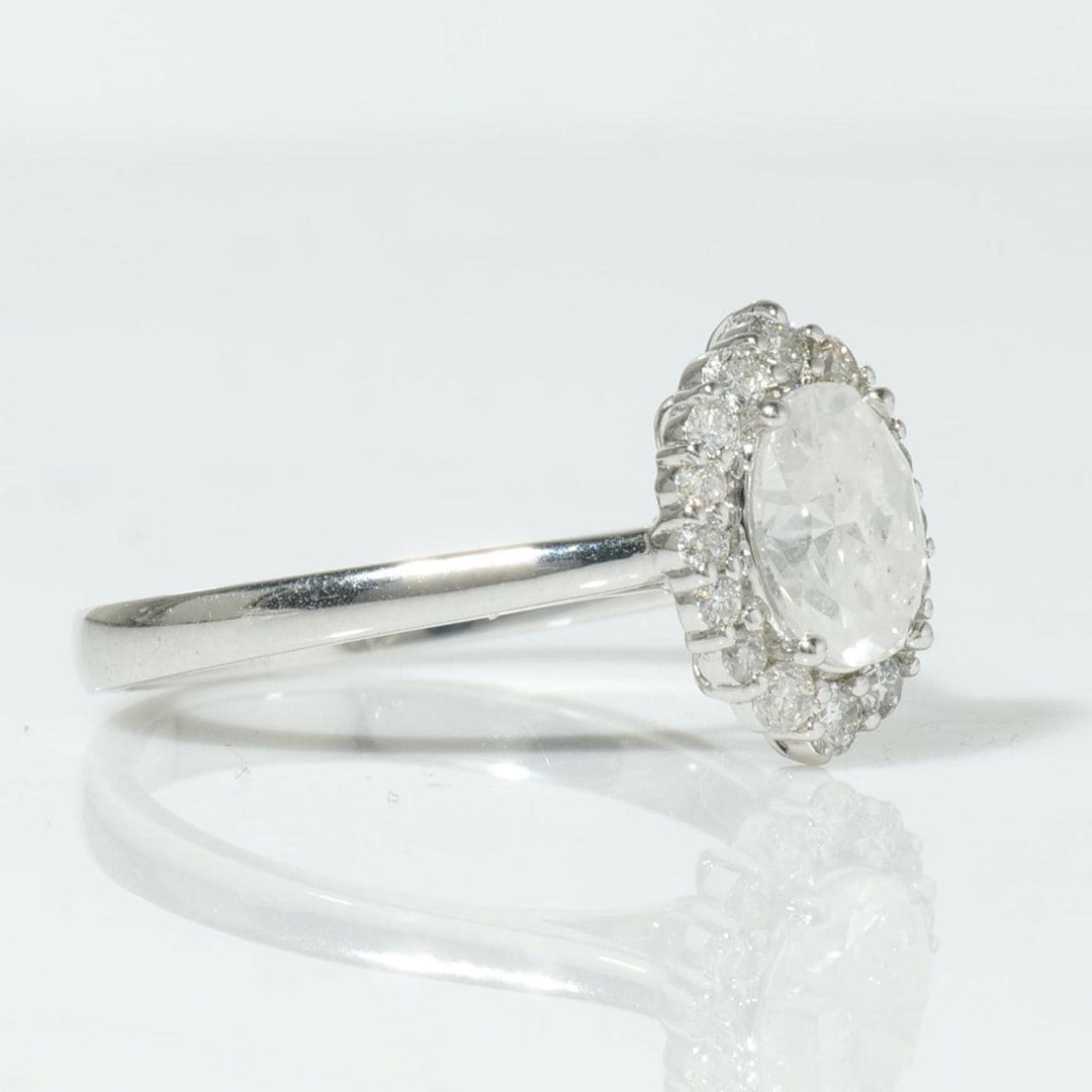 Halo Oval Solitaire Natural Diamond Ring: 14k Solid Gold Engagement Promise Ring, Certified Jewelry