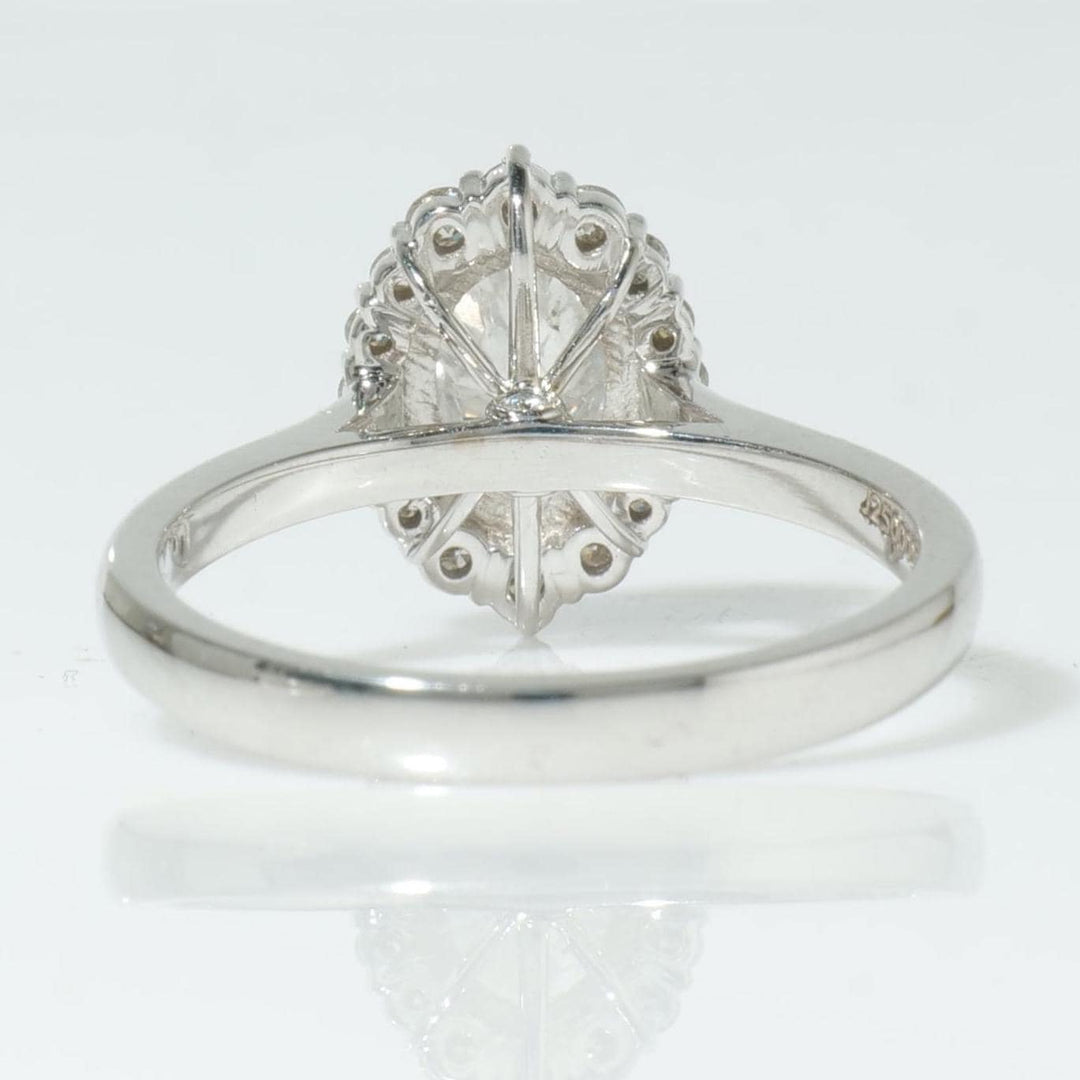 Halo Oval Solitaire Natural Diamond Ring: 14k Solid Gold Engagement Promise Ring, Certified Jewelry